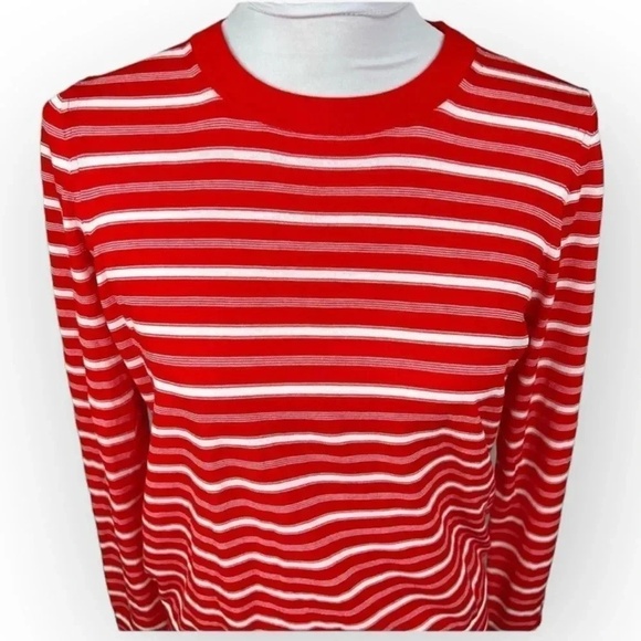 Michael Michael Kors Red and White Stripes Crew Neck Knit Pullon Size S - Picture 3 of 13